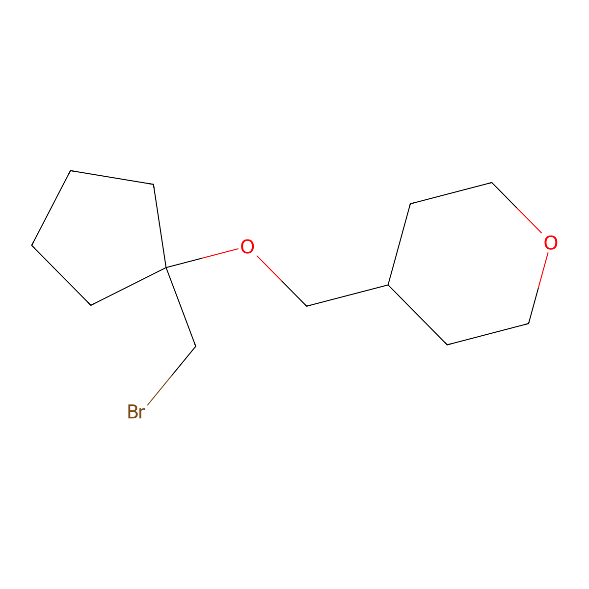 4-({[1-(Bromomethyl)cyclopentyl]oxy}methyl)oxane molecular structure, CAS 1250728-17-6
