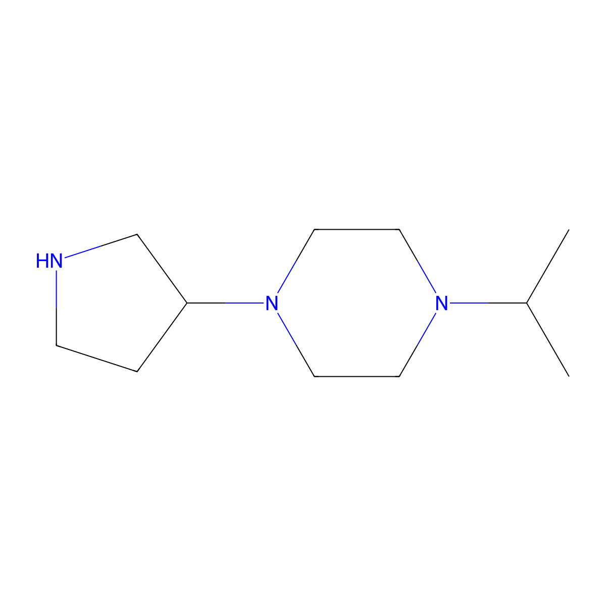 1-(Propan-2-yl)-4-(pyrrolidin-3-yl)piperazine molecular structure, CAS 1250728-21-2