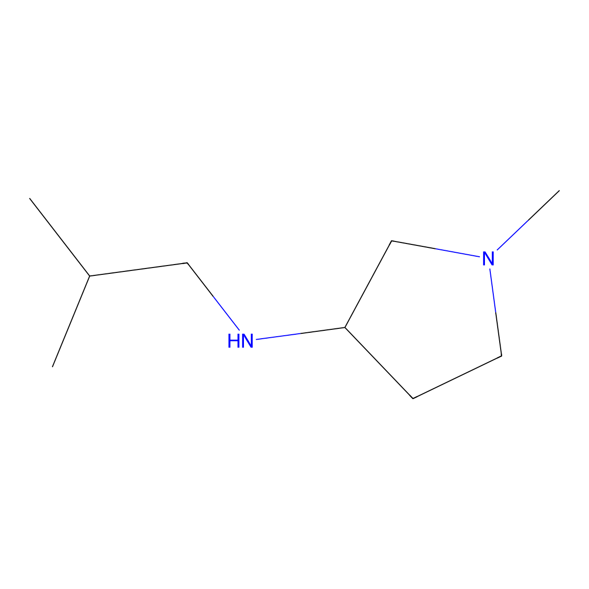1-methyl-N-(2-methylpropyl)pyrrolidin-3-amine molecular structure, CAS 1250728-83-6