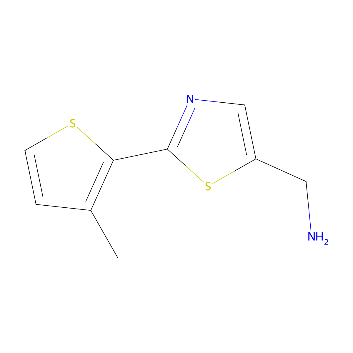 (2-(3-Methylthiophen-2-yl)thiazol-5-yl)methanamine molecular structure, CAS 1250731-43-1