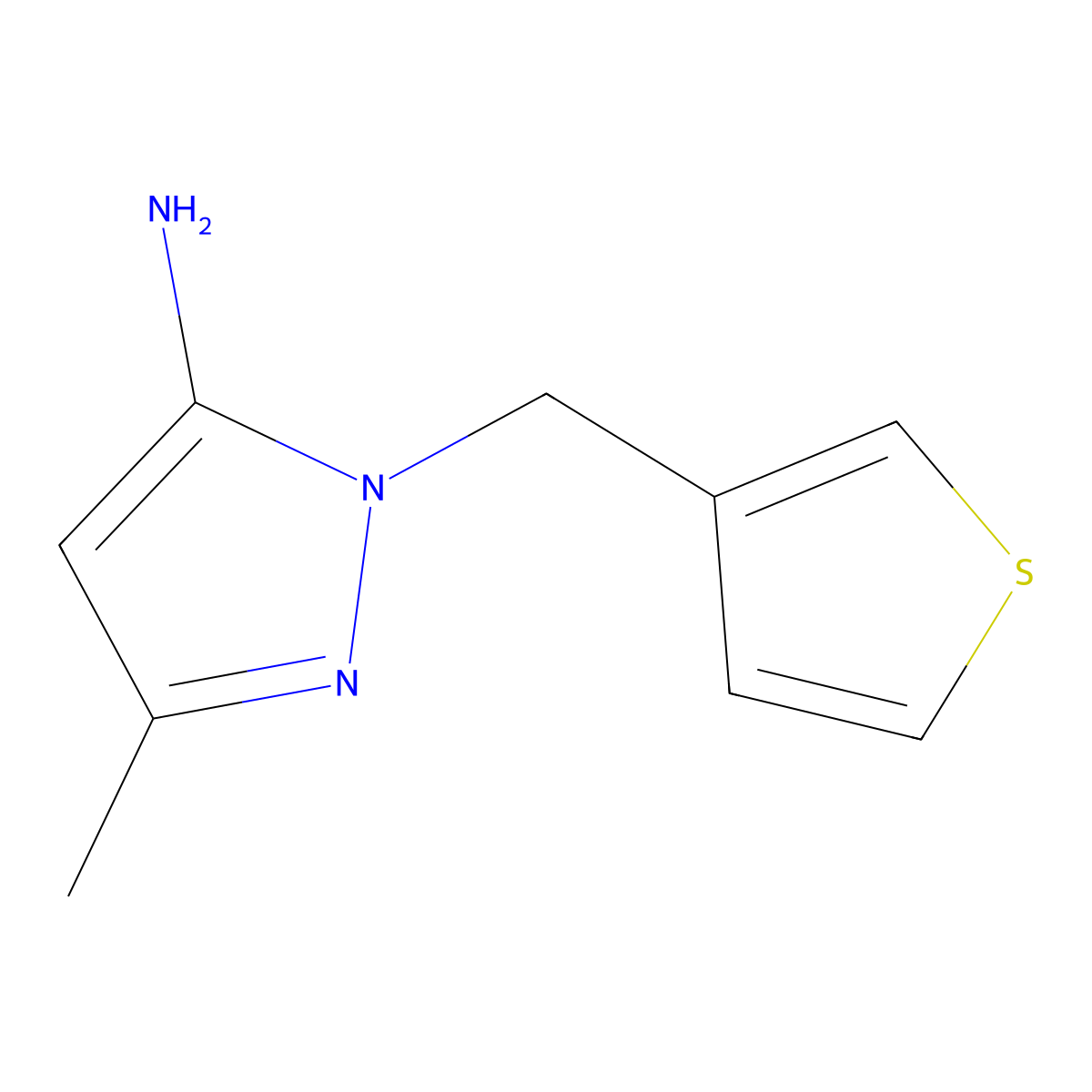 3-methyl-1-(3-thienylmethyl)-1H-pyrazol-5-amine molecular structure, CAS 1250732-00-3