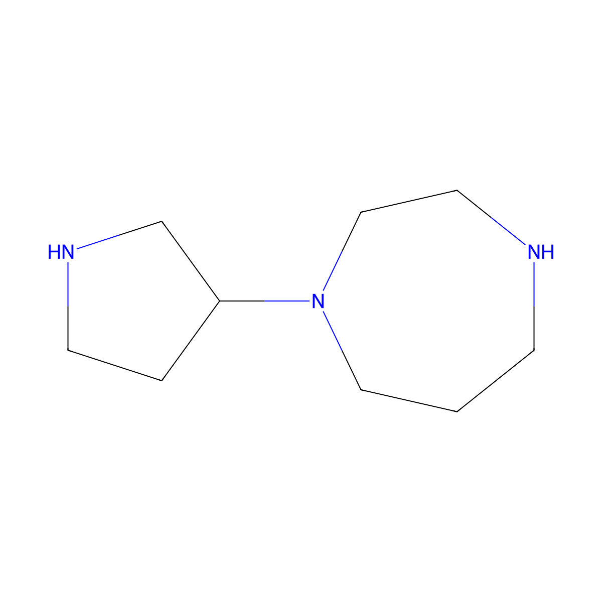 1-(Pyrrolidin-3-yl)-1,4-diazepane molecular structure, CAS 1250733-97-1