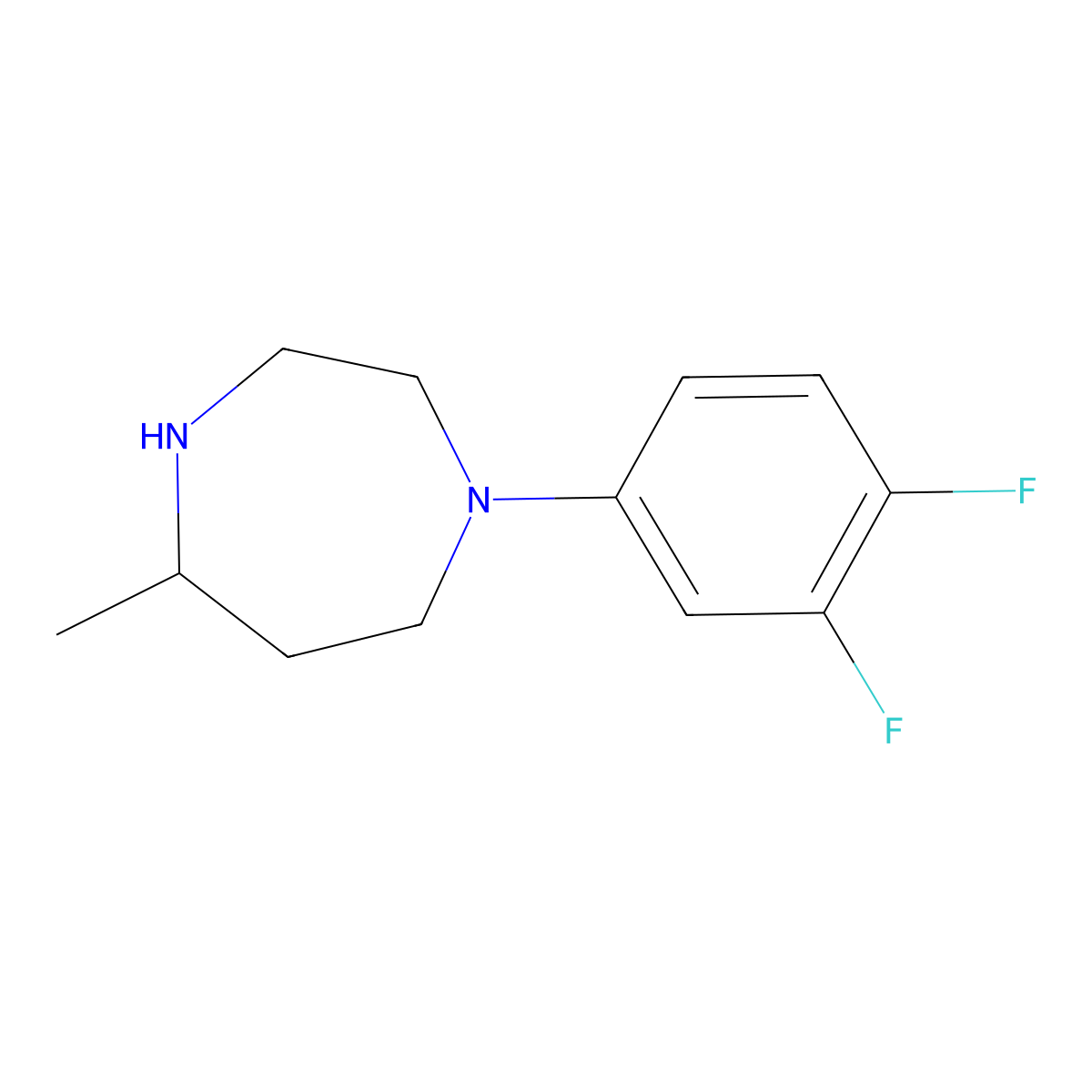 1-(3,4-Difluorophenyl)-5-methyl-1,4-diazepane molecular structure, CAS 1250741-35-5