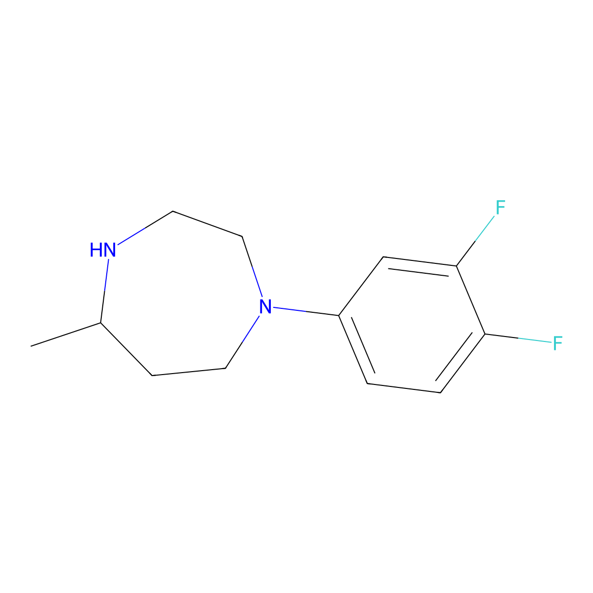 1-(3,4-Difluorophenyl)-5-methyl-1,4-diazepane molecular structure, CAS 1250741-35-5
