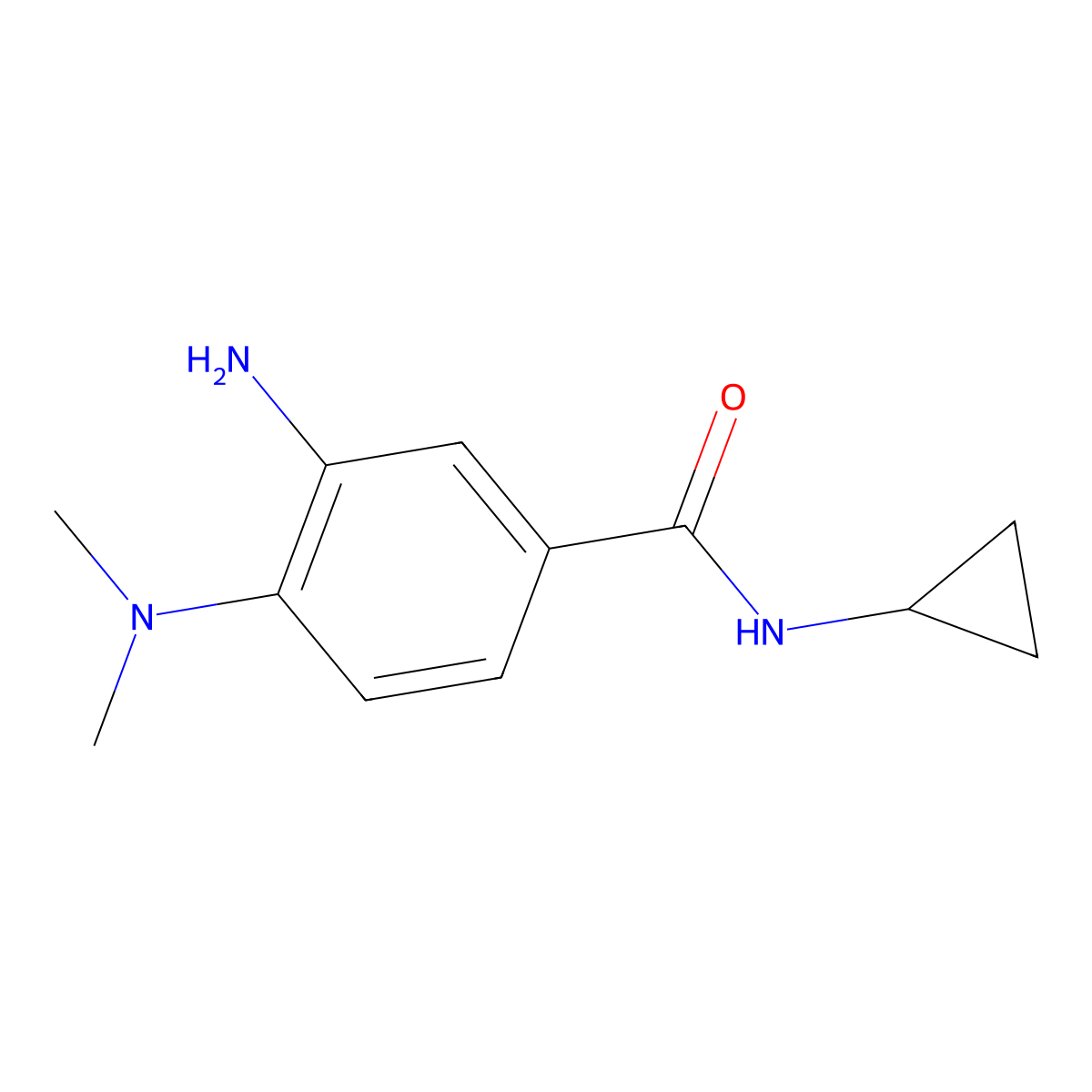 3-amino-N-cyclopropyl-4-(dimethylamino)benzamide molecular structure, CAS 1250741-58-2