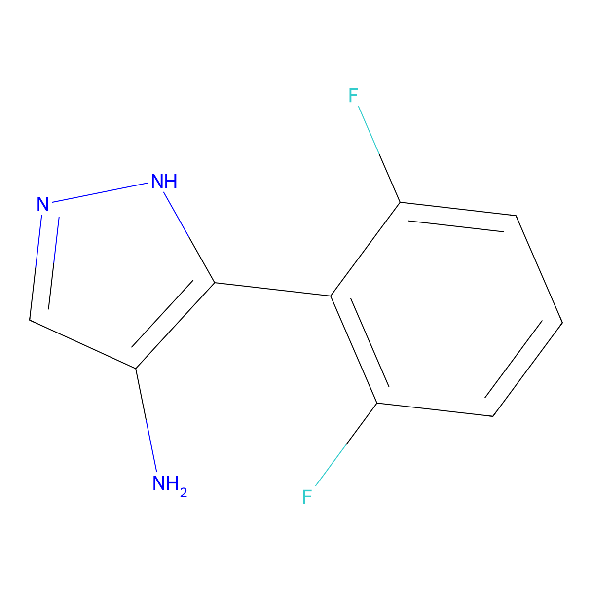 3-(2,6-Difluorophenyl)-1H-pyrazol-4-amine molecular structure, CAS 1250743-43-1