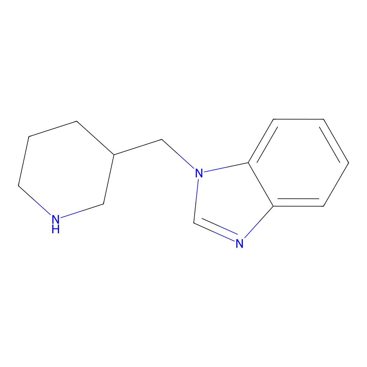 1-[(piperidin-3-yl)methyl]-1H-1,3-benzodiazole molecular structure, CAS 1250744-10-5