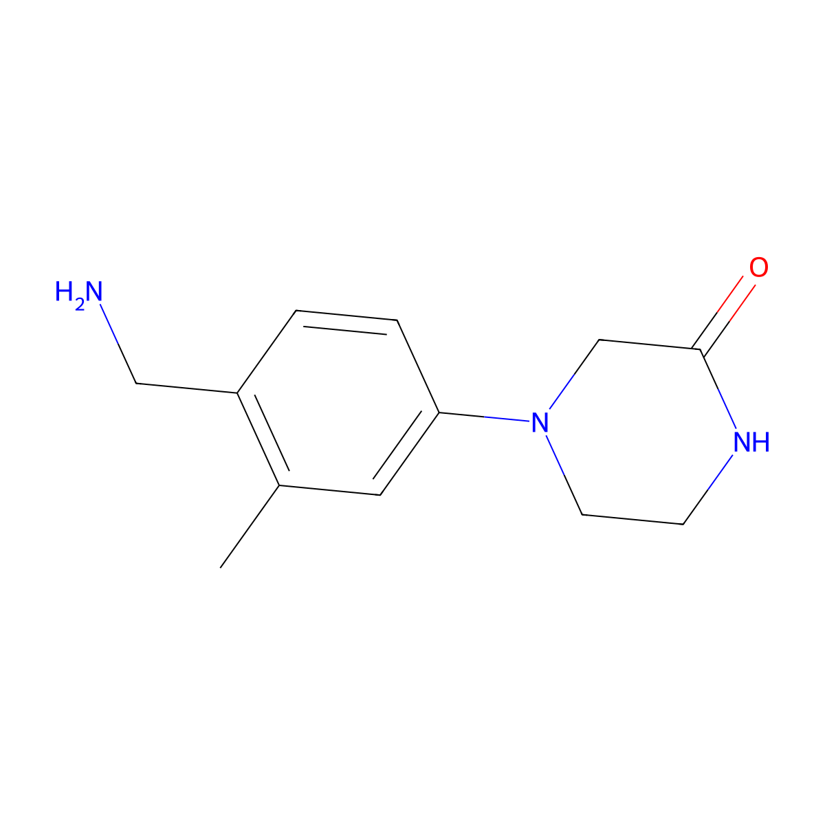 4-[4-(Aminomethyl)-3-methylphenyl]piperazin-2-one molecular structure, CAS 1250744-22-9