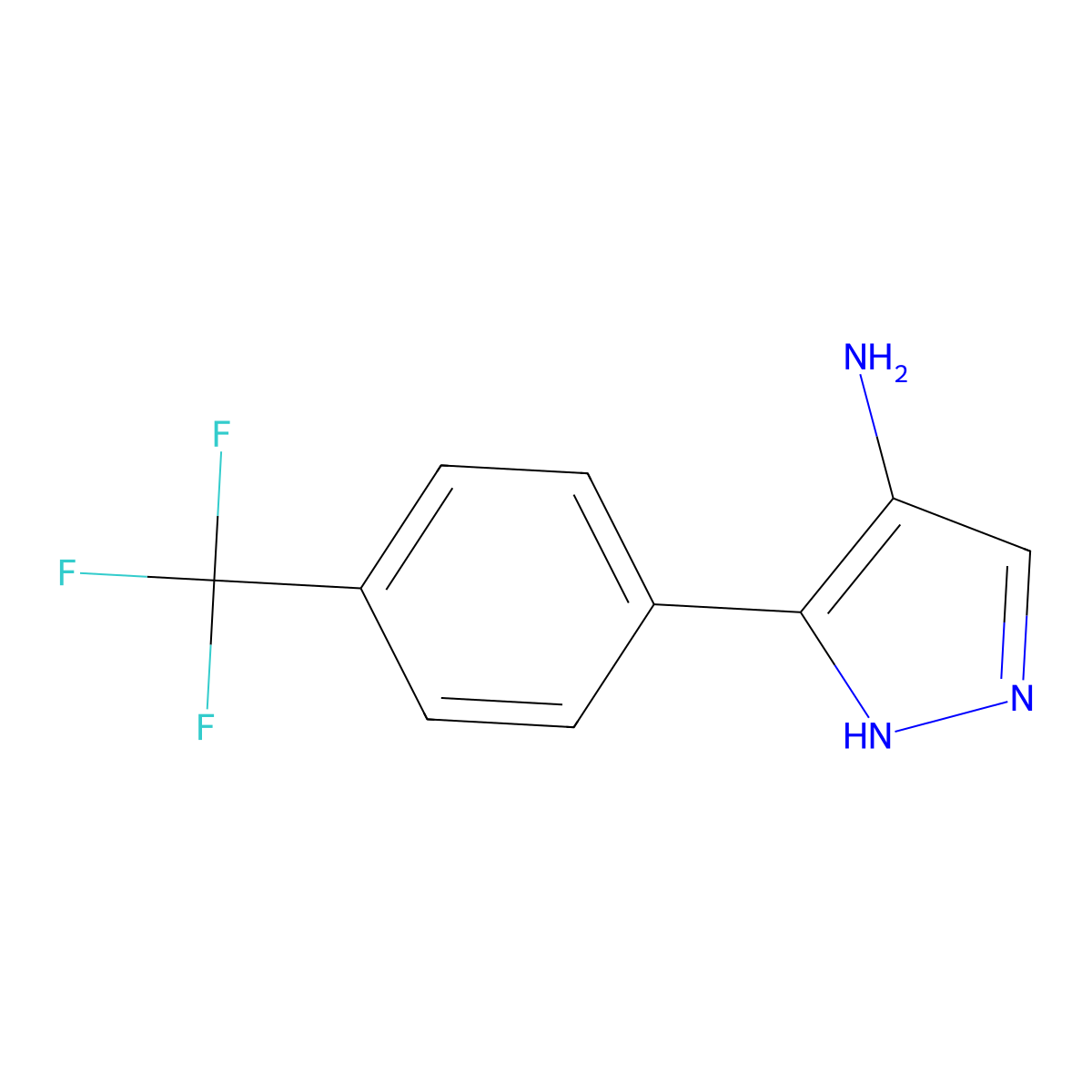 5-[4-(trifluoromethyl)phenyl]-1H-pyrazol-4-amine molecular structure, CAS 1250744-88-7