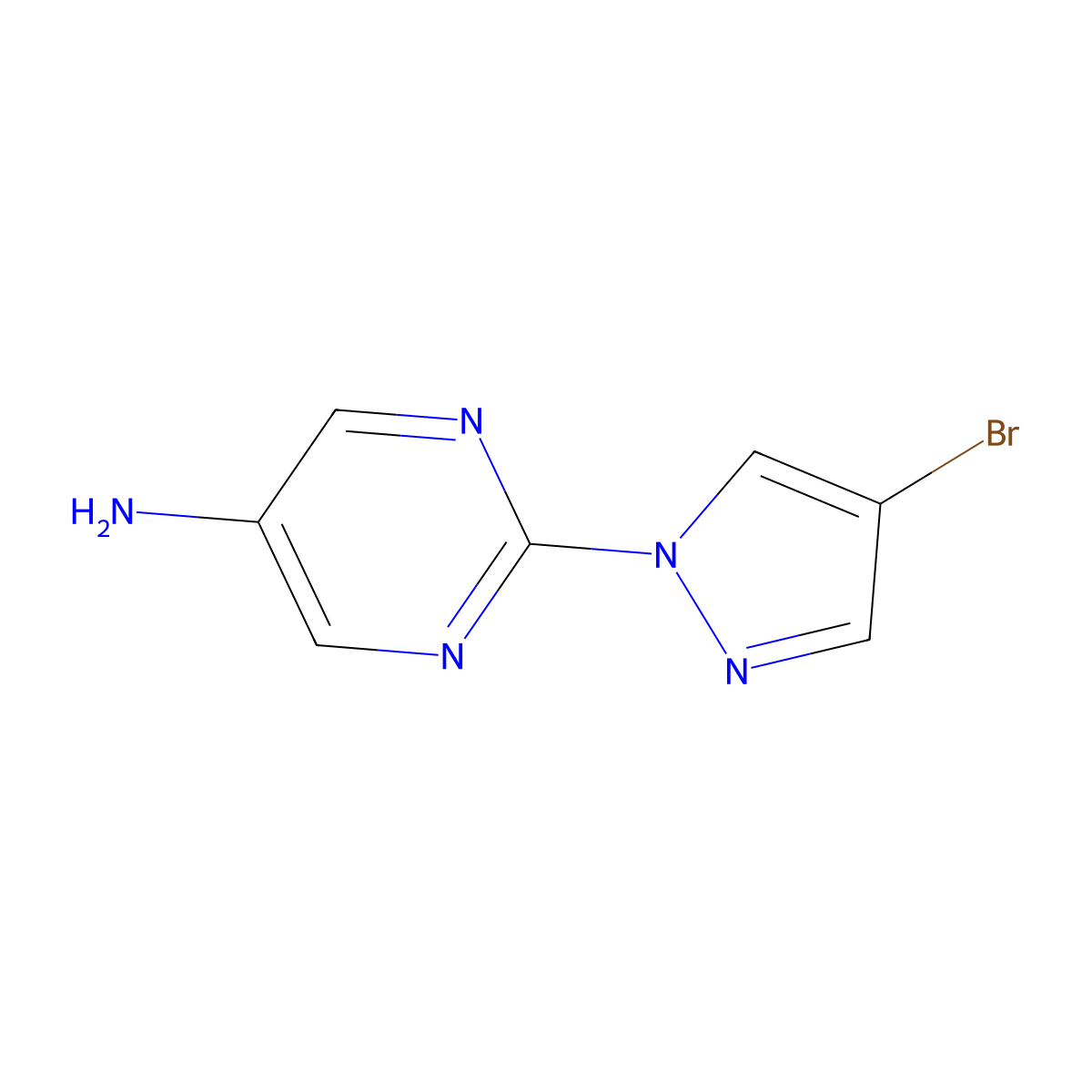 4-Bromo-1-(5-amino-2-pyrimidyl)pyrazole molecular structure, CAS 1250745-28-8
