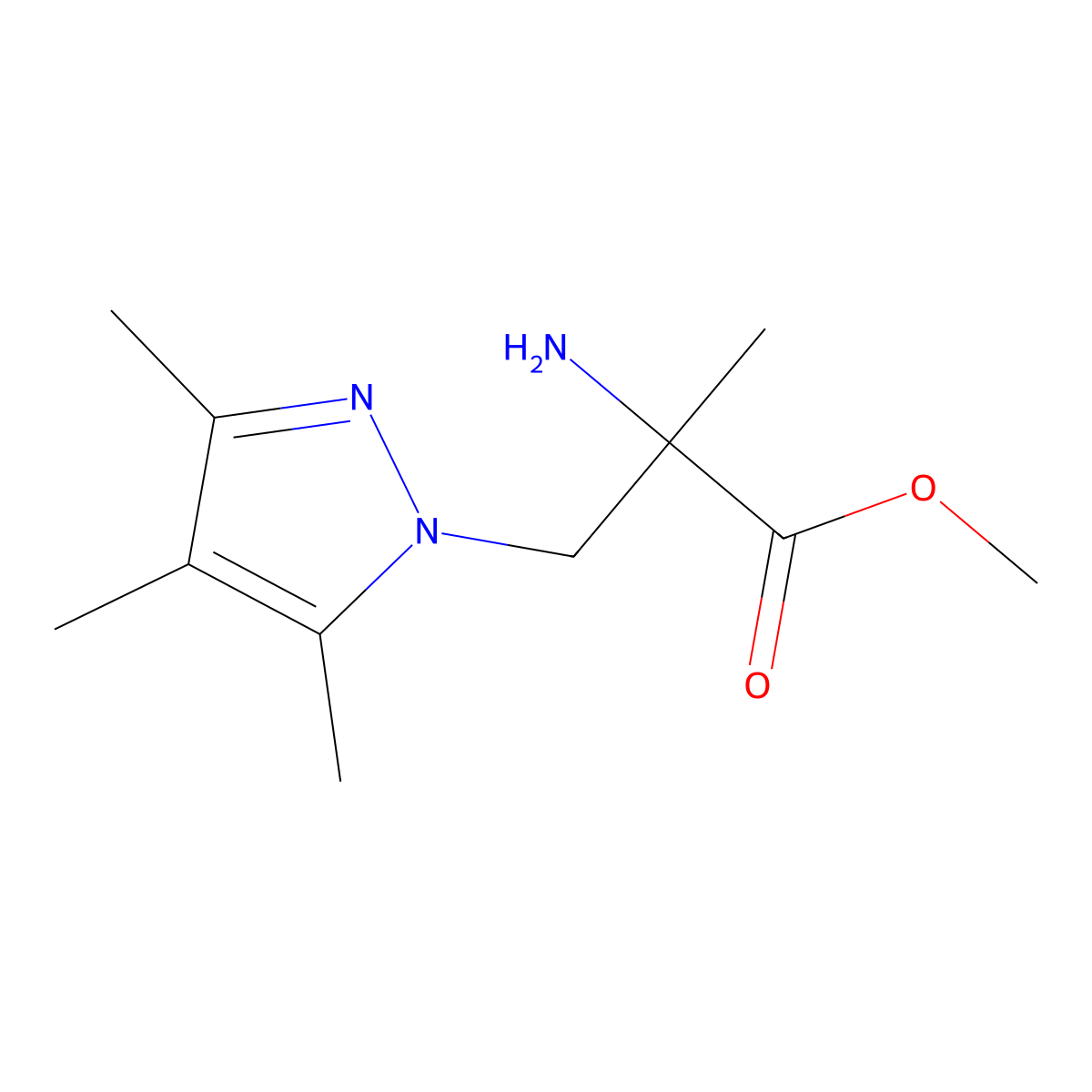 Methyl 2-amino-2-methyl-3-(3,4,5-trimethyl-1h-pyrazol-1-yl)propanoate molecular structure, CAS 1250746-50-9