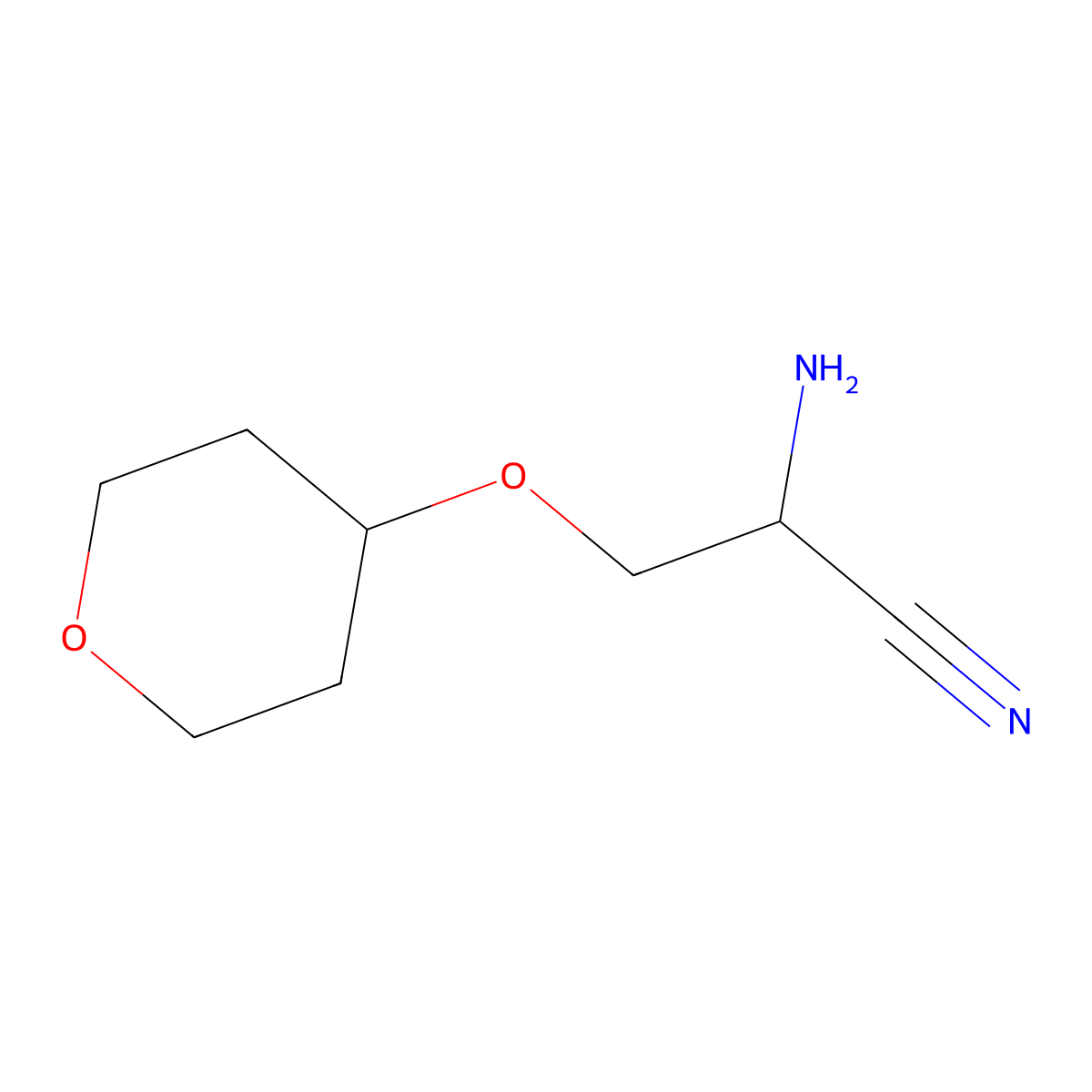 2-Amino-3-(oxan-4-yloxy)propanenitrile molecular structure, CAS 1250750-59-4