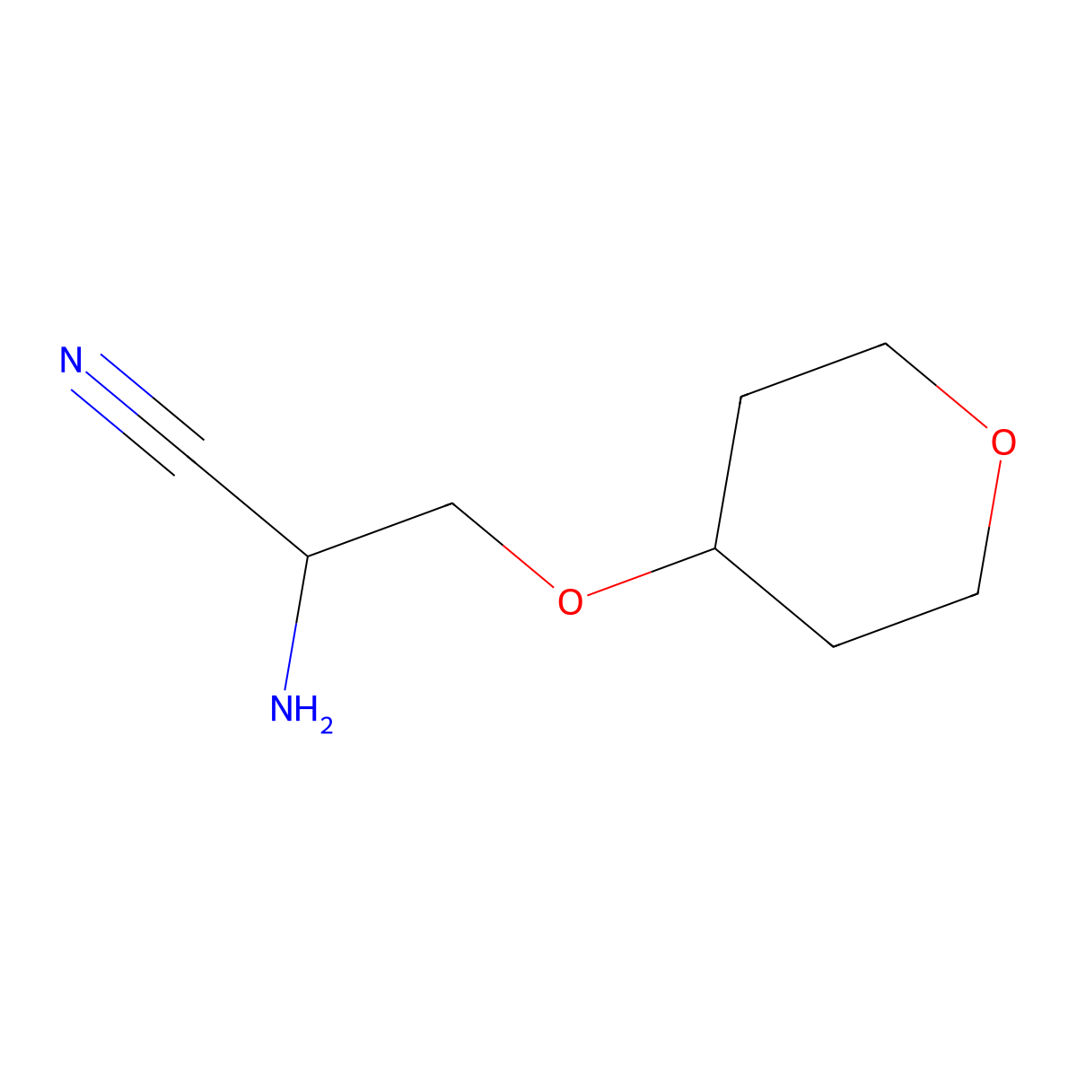 2-Amino-3-(oxan-4-yloxy)propanenitrile molecular structure, CAS 1250750-59-4