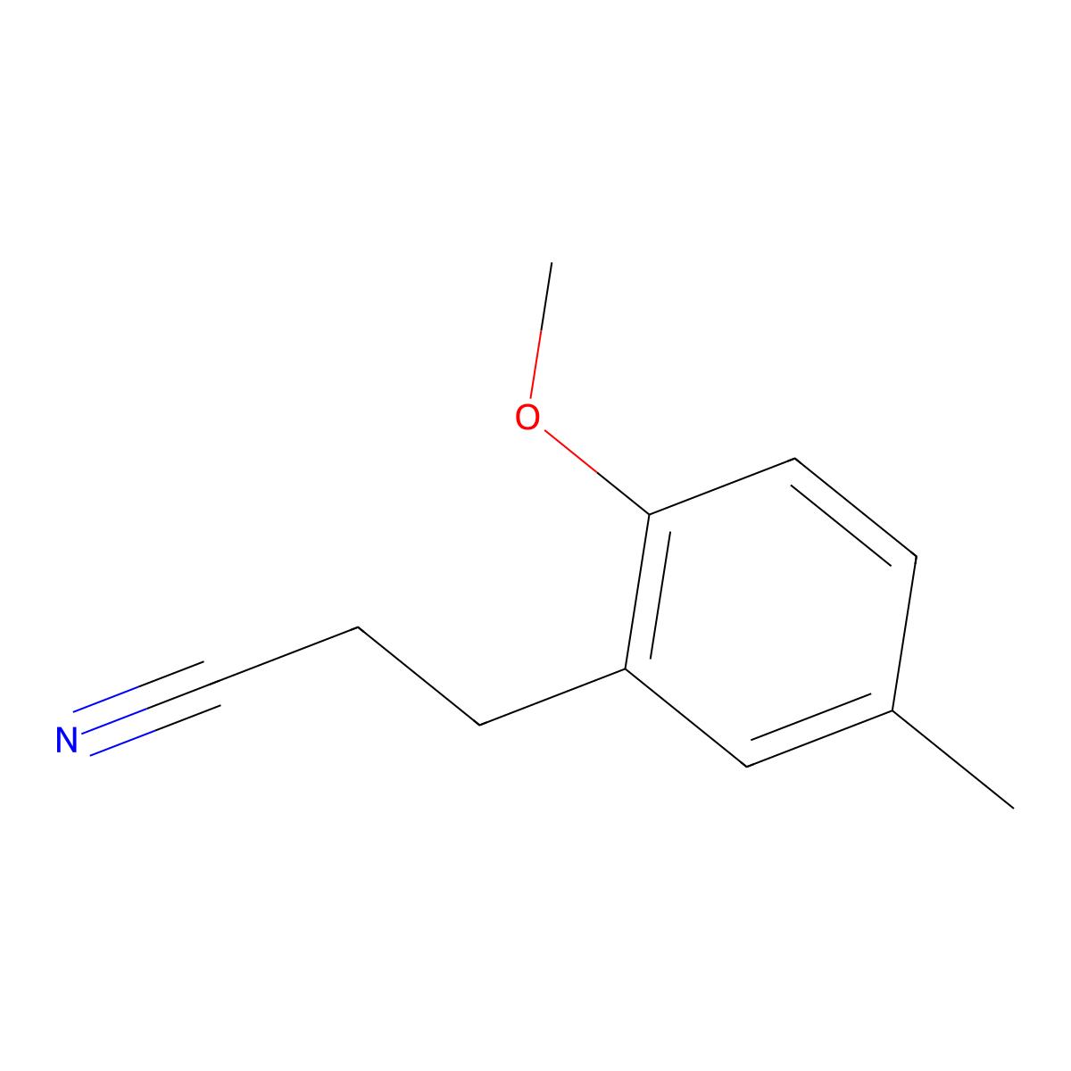 3-(2-Methoxy-5-methylphenyl)propanenitrile molecular structure, CAS 1250751-10-0