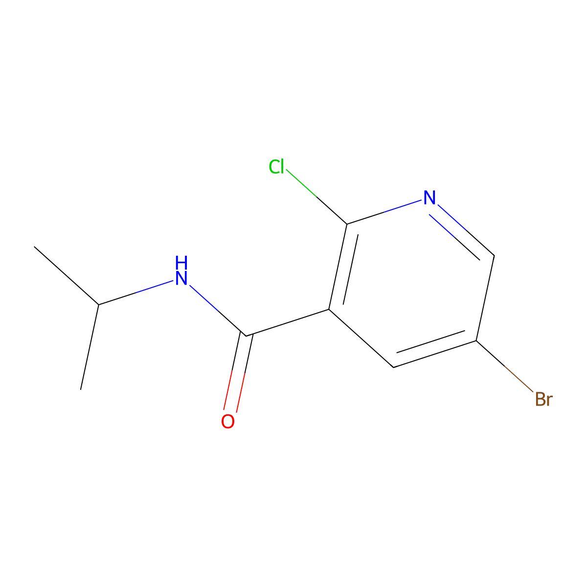 5-bromo-2-chloro-N-(propan-2-yl)pyridine-3-carboxamide molecular structure, CAS 1250751-43-9