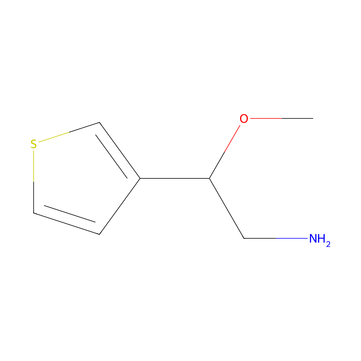2-Methoxy-2-(thiophen-3-yl)ethan-1-amine molecular structure, CAS 1250752-16-9