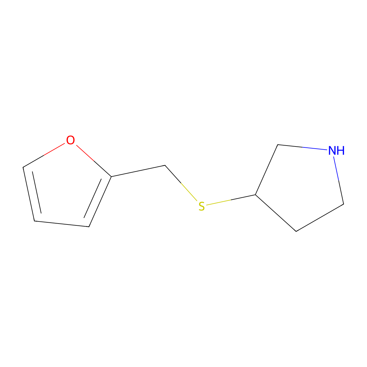 3-[(2-Furylmethyl)thio]pyrrolidine molecular structure, CAS 1250753-13-9