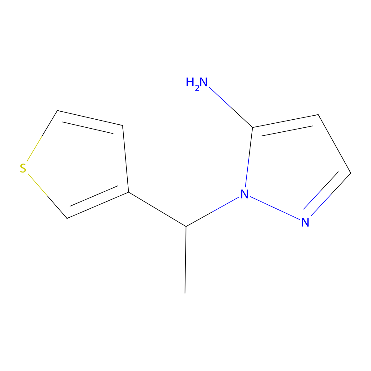 1-[1-(3-thienyl)ethyl]-1H-pyrazol-5-amine molecular structure, CAS 1250756-67-2