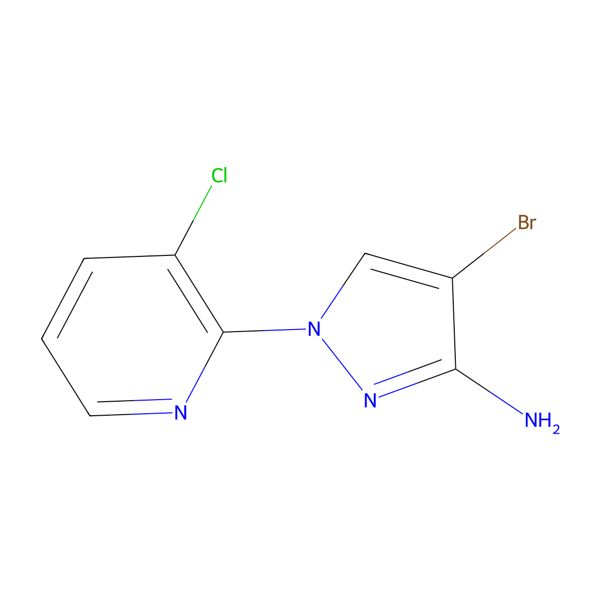 4-bromo-1-(3-chloropyridin-2-yl)-1H-pyrazol-3-amine molecular structure, CAS 1250758-60-1