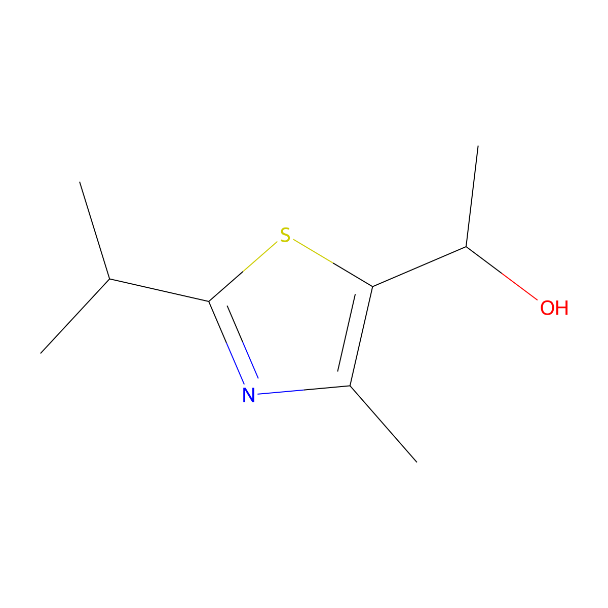 1-[4-Methyl-2-(propan-2-yl)-1,3-thiazol-5-yl]ethan-1-ol molecular structure, CAS 1250760-22-5