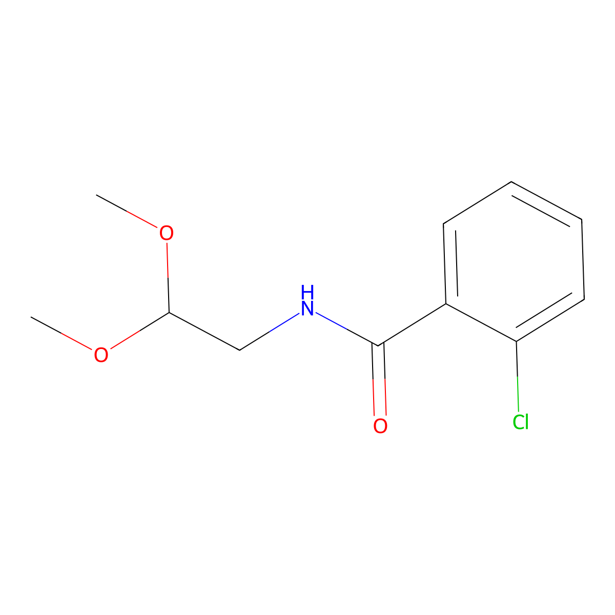 Benzamide, 2-chloro-N-(2,2-dimethoxyethyl)- molecular structure, CAS 1250760-51-0