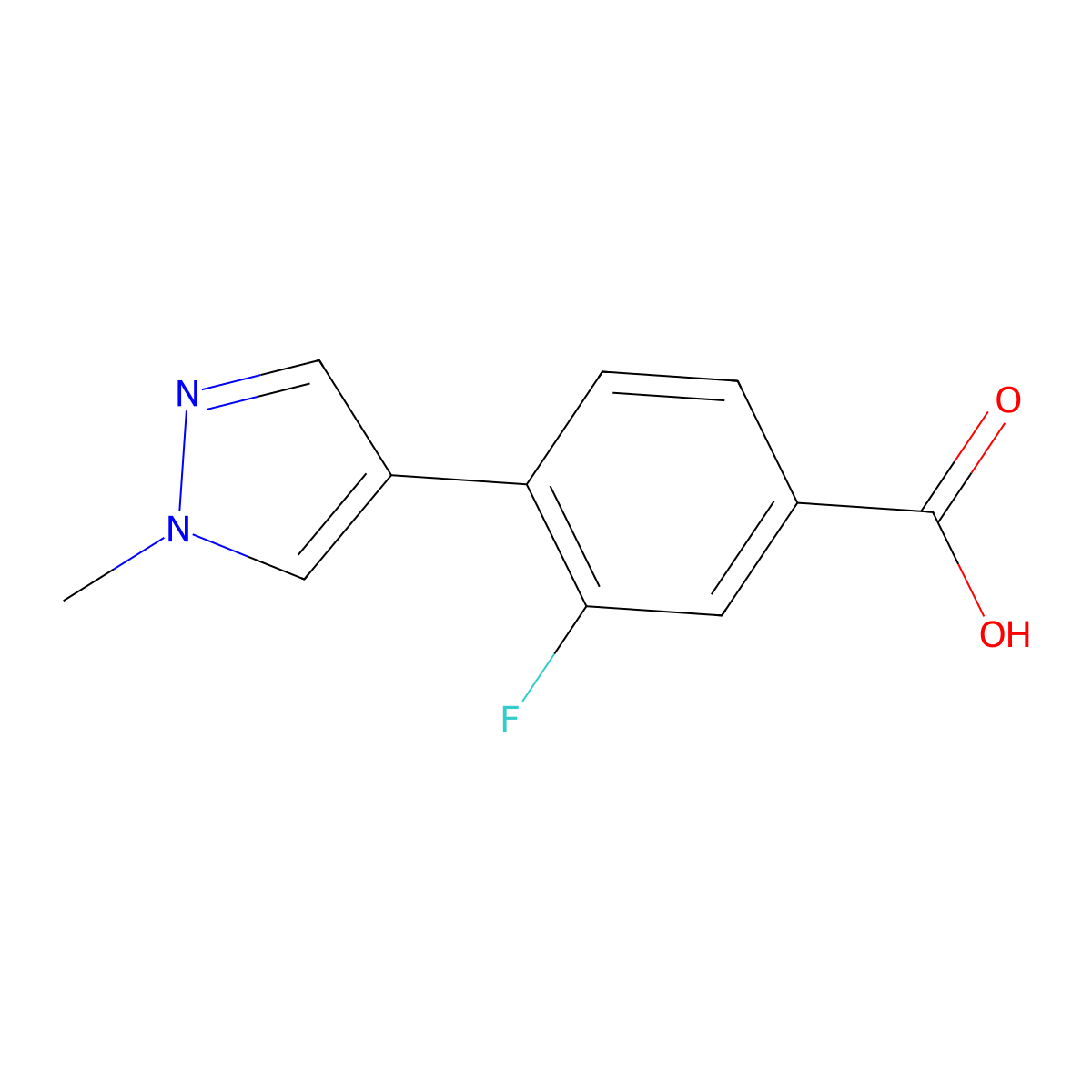 3-Fluoro-4-(1-methyl-1H-pyrazol-4-yl)benzoic acid molecular structure, CAS 1250762-23-2
