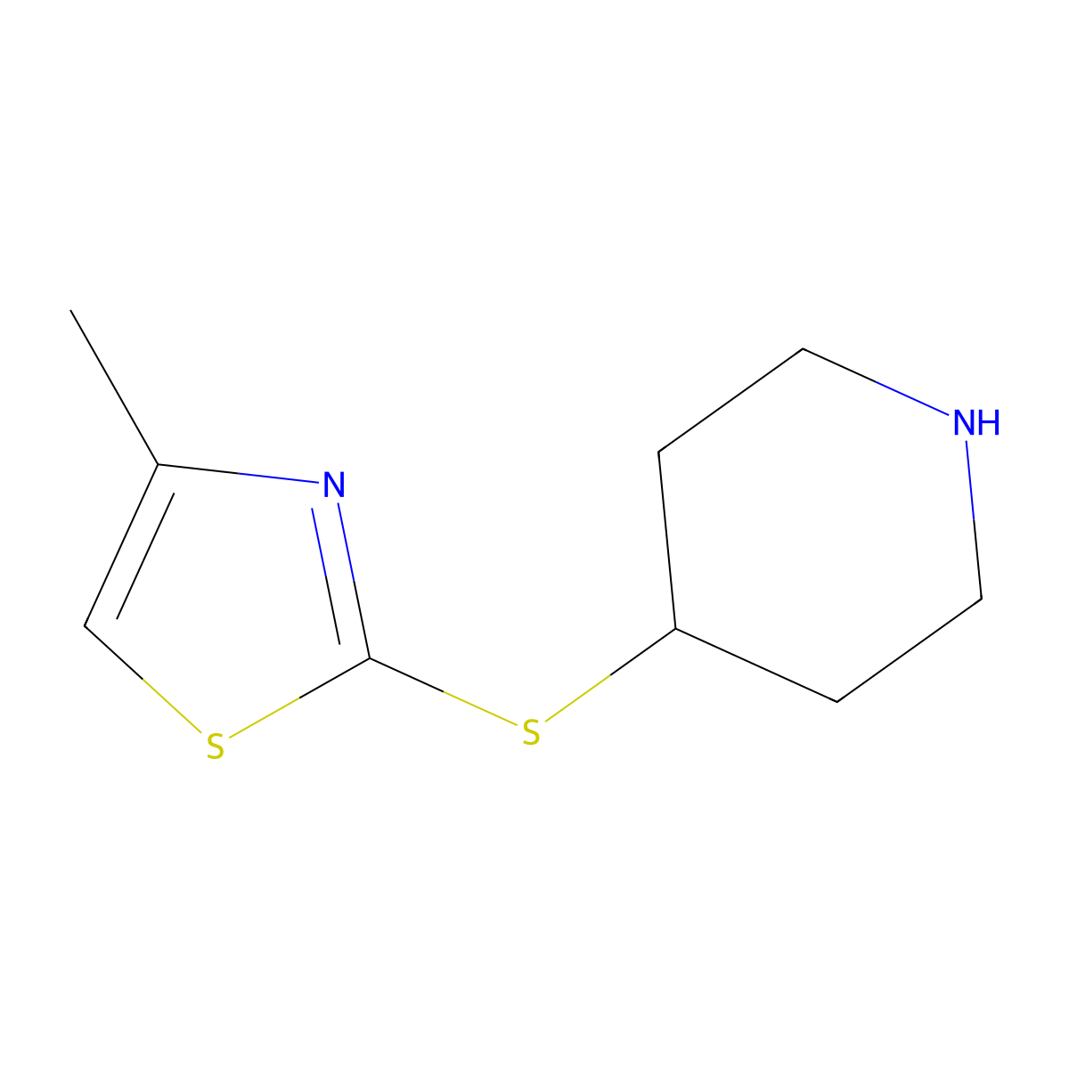 4-[(4-Methyl-1,3-thiazol-2-yl)sulfanyl]piperidine molecular structure, CAS 1250762-60-7