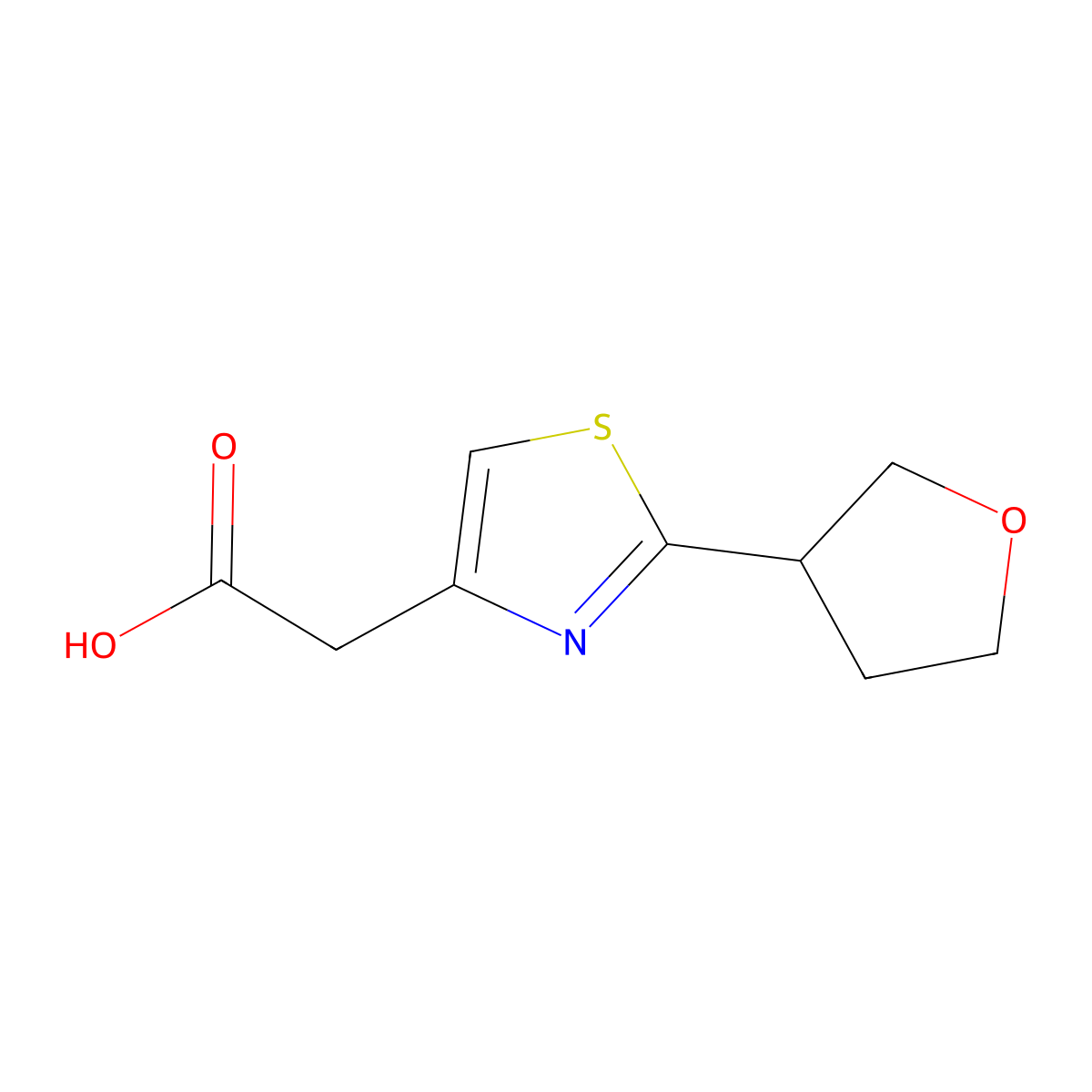 2-[2-(Oxolan-3-yl)-1,3-thiazol-4-yl]acetic acid molecular structure, CAS 1250763-48-4