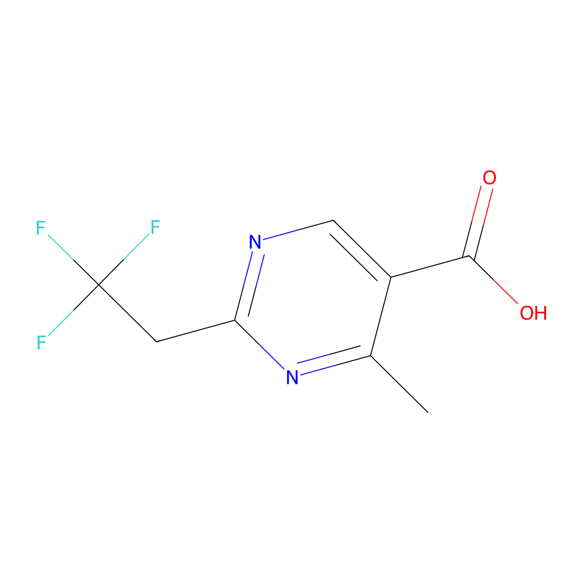 4-Methyl-2-(2,2,2-trifluoroethyl)pyrimidine-5-carboxylic acid molecular structure, CAS 1250768-74-1