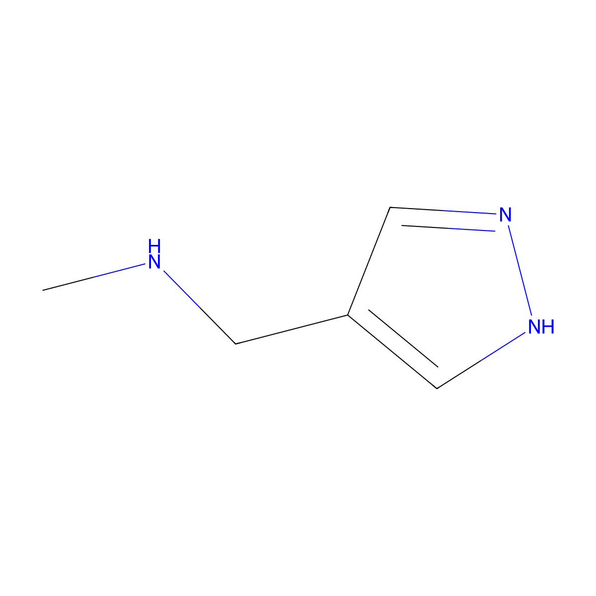 N-methyl-1-(1H-pyrazol-4-yl)methanamine molecular structure, CAS 1250769-47-1