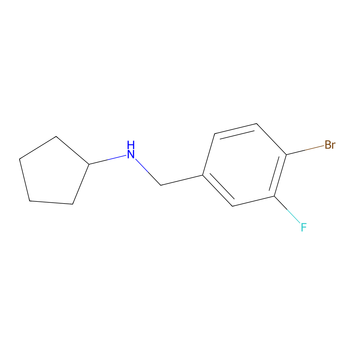 N-(4-bromo-3-fluorobenzyl)cyclopentanamine molecular structure, CAS 1250773-05-7