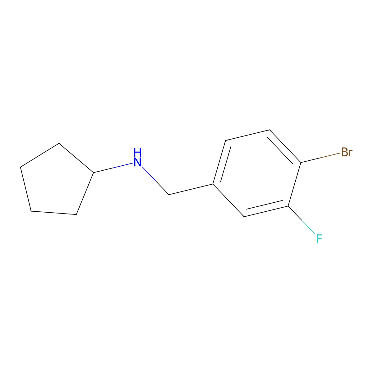 N-(4-bromo-3-fluorobenzyl)cyclopentanamine molecular structure, CAS 1250773-05-7