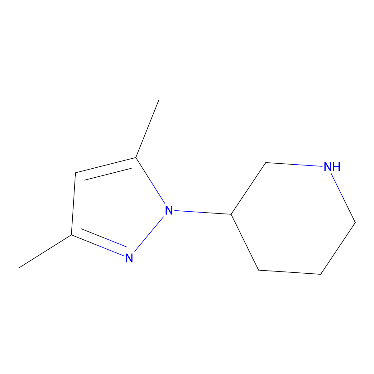3-(3,5-dimethyl-1H-pyrazol-1-yl)piperidine molecular structure, CAS 1250773-31-9