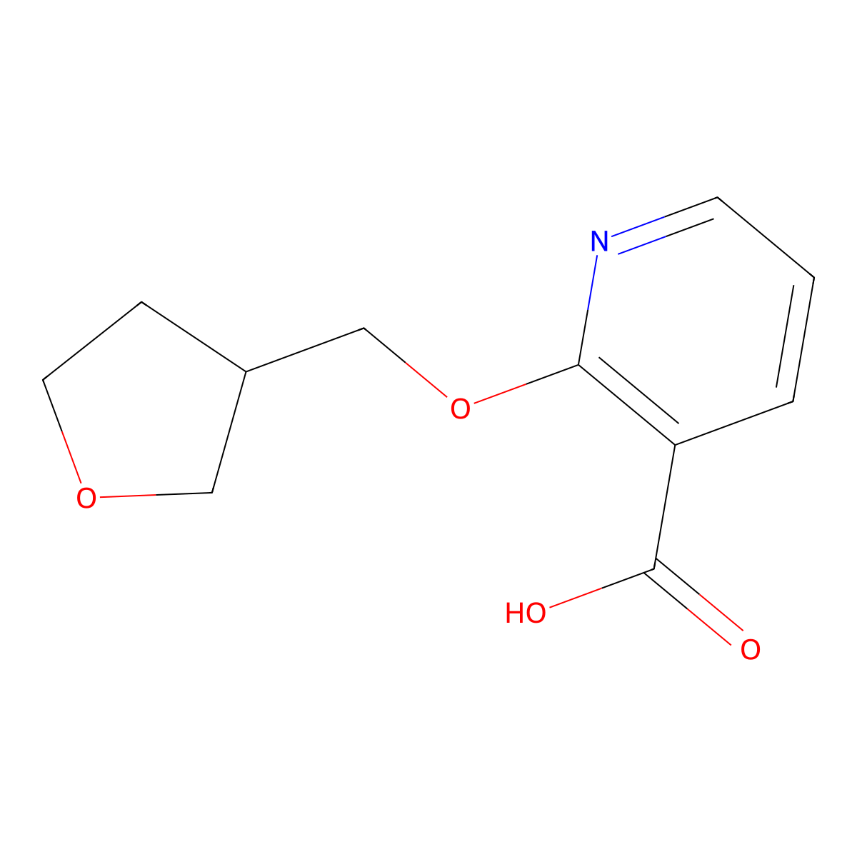 2-((Tetrahydrofuran-3-yl)methoxy)nicotinic acid molecular structure, CAS 1250774-51-6