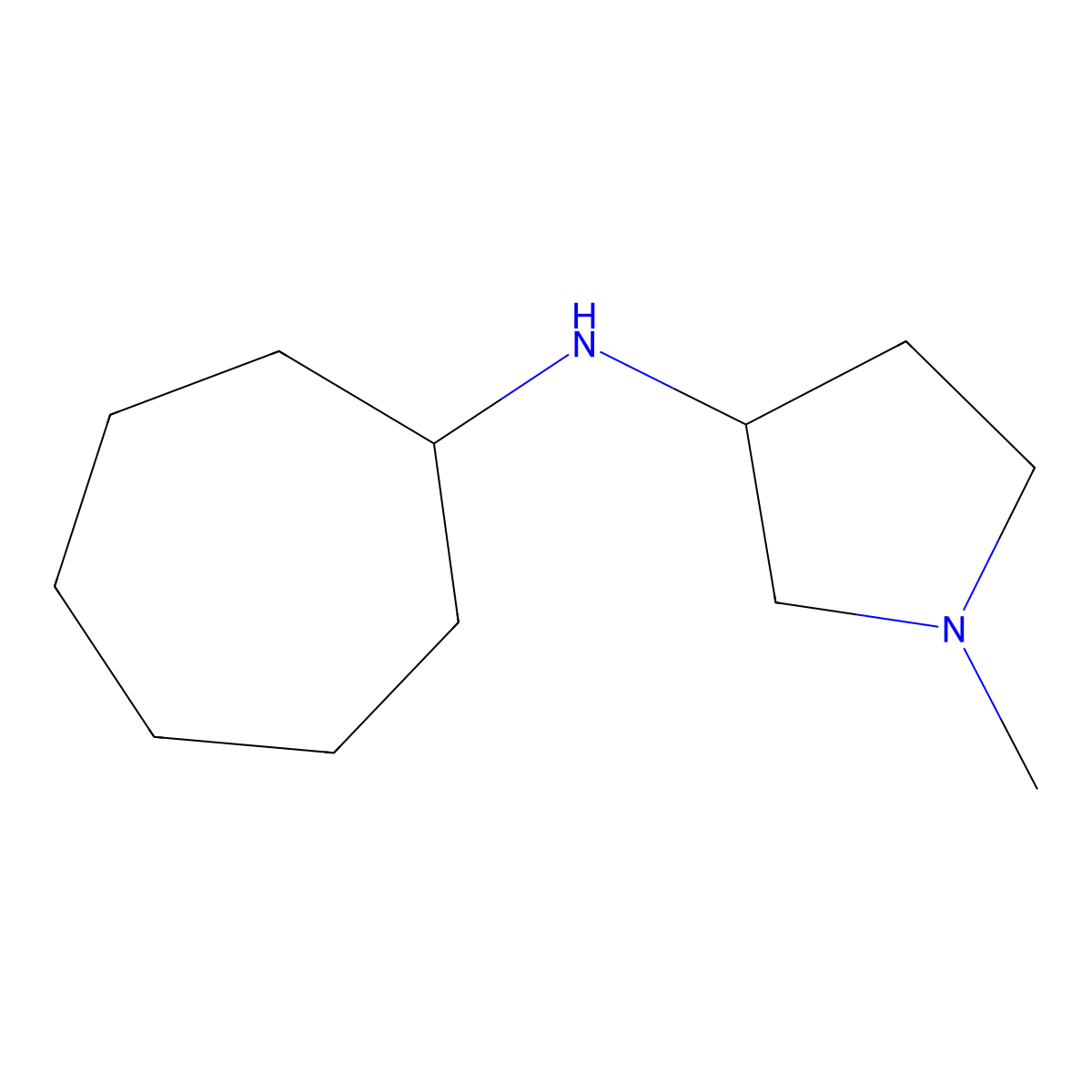 N-cycloheptyl-1-methylpyrrolidin-3-amine molecular structure, CAS 1250776-10-3