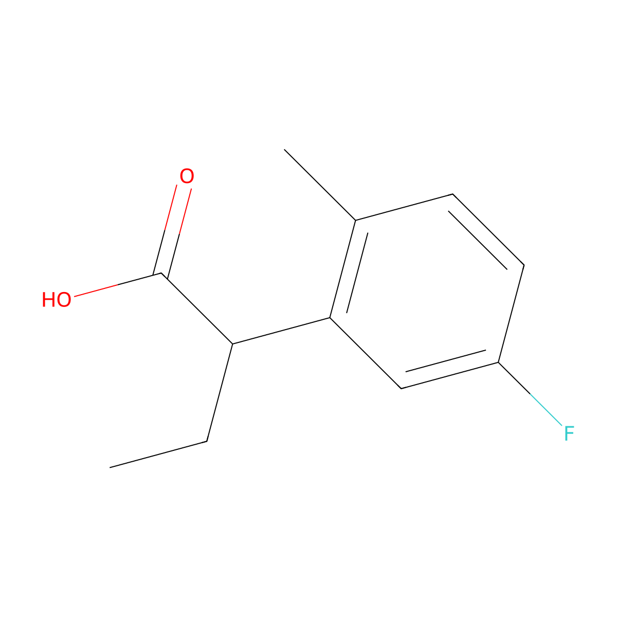 2-(5-Fluoro-2-methylphenyl)butanoic acid molecular structure, CAS 1250777-56-0