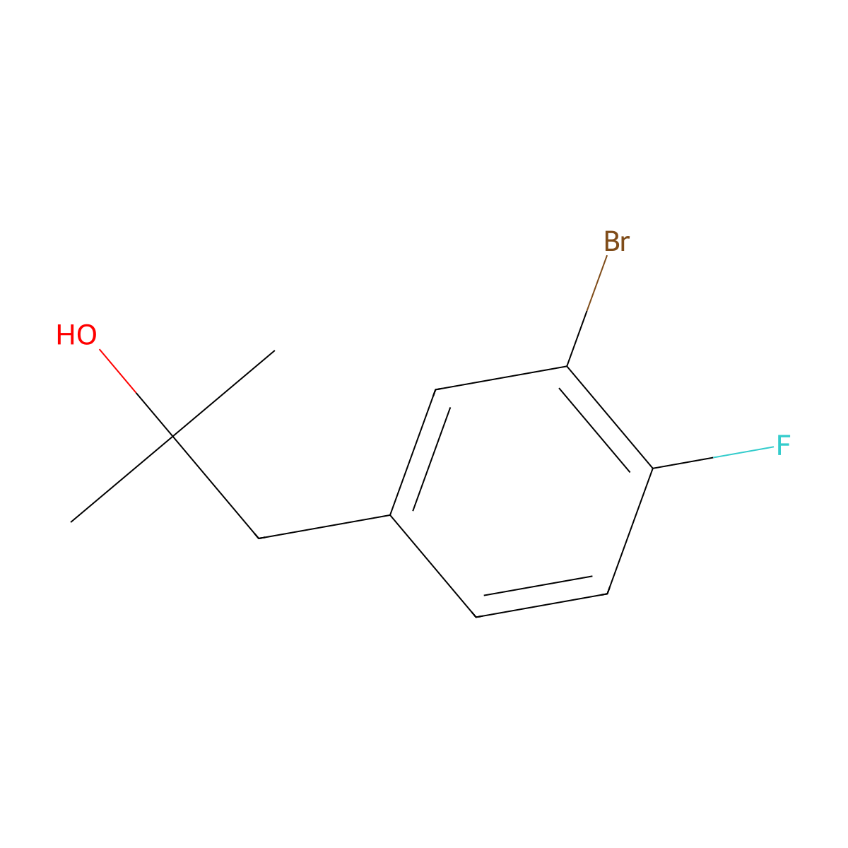 1-(3-Bromo-4-fluorophenyl)-2-methylpropan-2-ol molecular structure, CAS 1250781-38-4