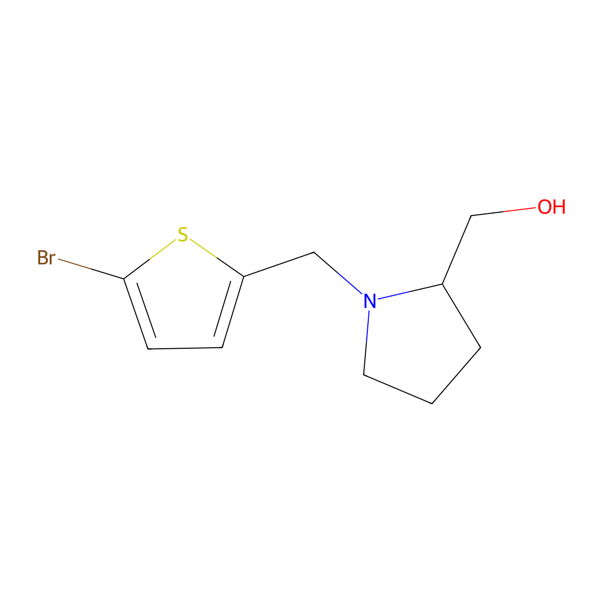 (1-((5-Bromothiophen-2-yl)methyl)pyrrolidin-2-yl)methanol molecular structure, CAS 1250782-42-3