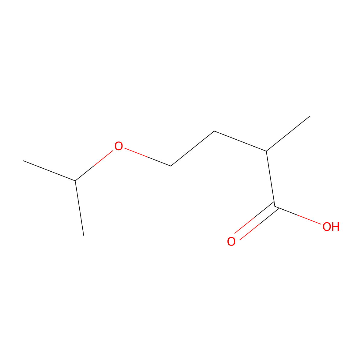 2-Methyl-4-(propan-2-yloxy)butanoic acid molecular structure, CAS 1250782-74-1