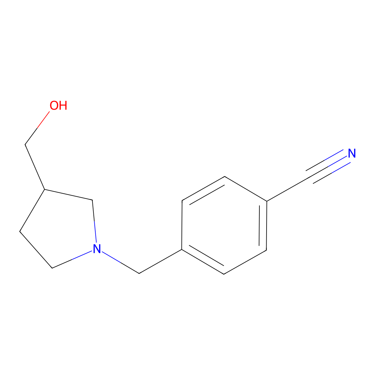 4-{[3-(Hydroxymethyl)pyrrolidin-1-yl]methyl}benzonitrile molecular structure, CAS 1250783-03-9
