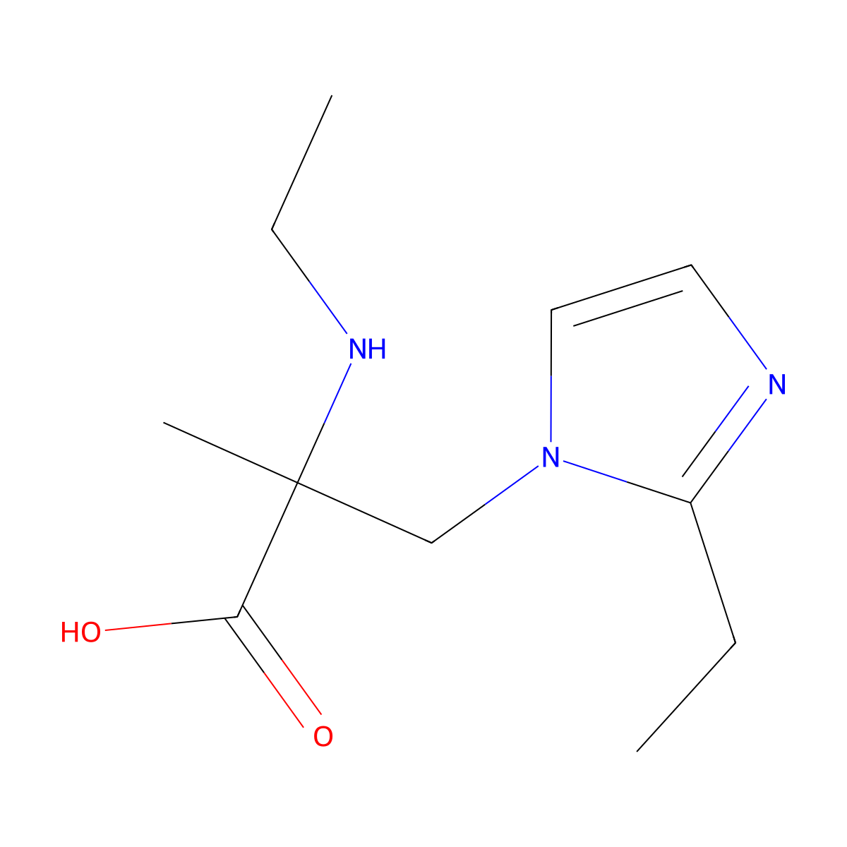 3-(2-Ethyl-1h-imidazol-1-yl)-2-(ethylamino)-2-methylpropanoic acid molecular structure, CAS 1250783-13-1