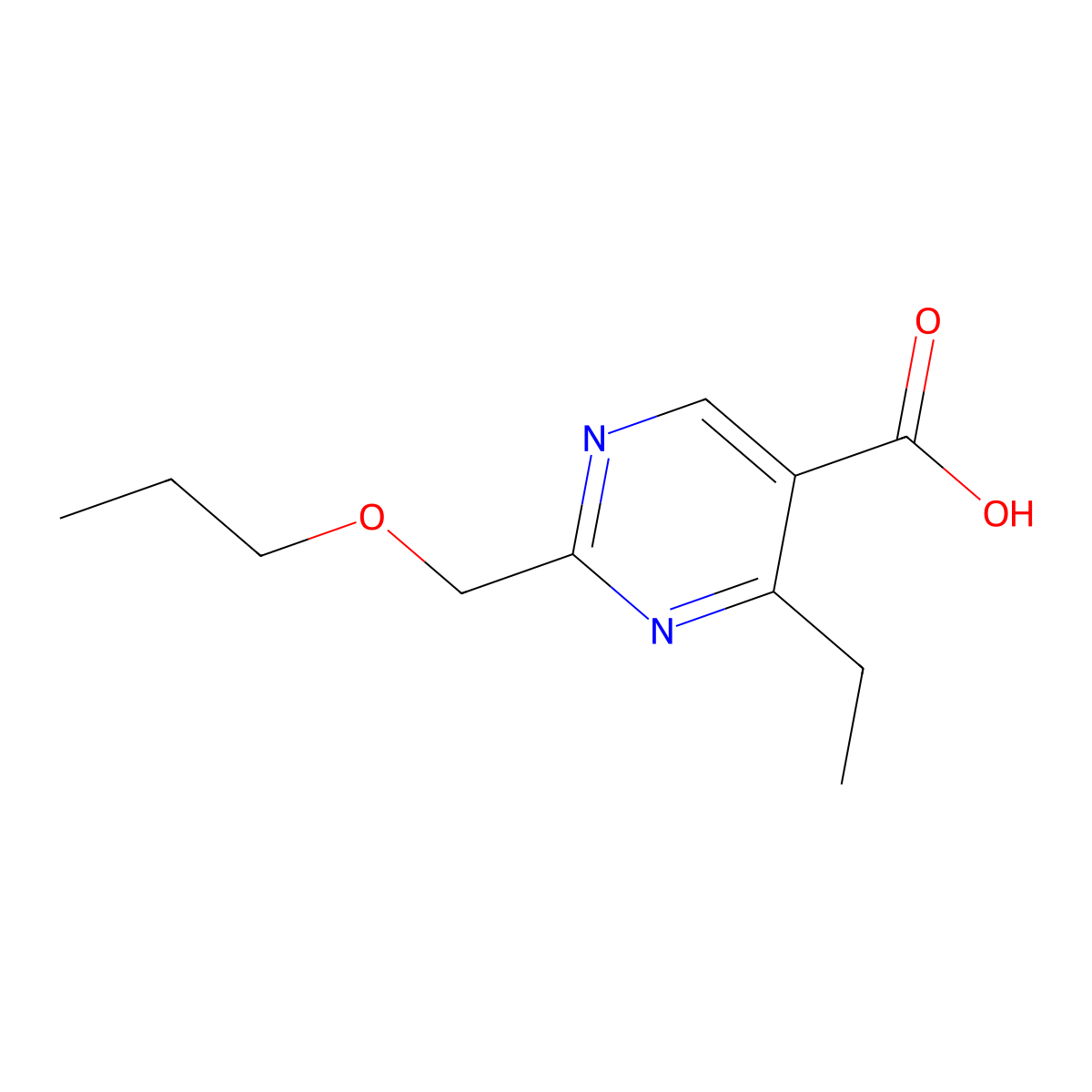 4-Ethyl-2-(propoxymethyl)pyrimidine-5-carboxylic acid molecular structure, CAS 1250786-39-0