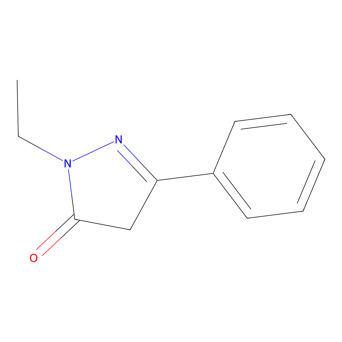1-ethyl-3-phenyl-4,5-dihydro-1H-pyrazol-5-one molecular structure, CAS 1250786-93-6