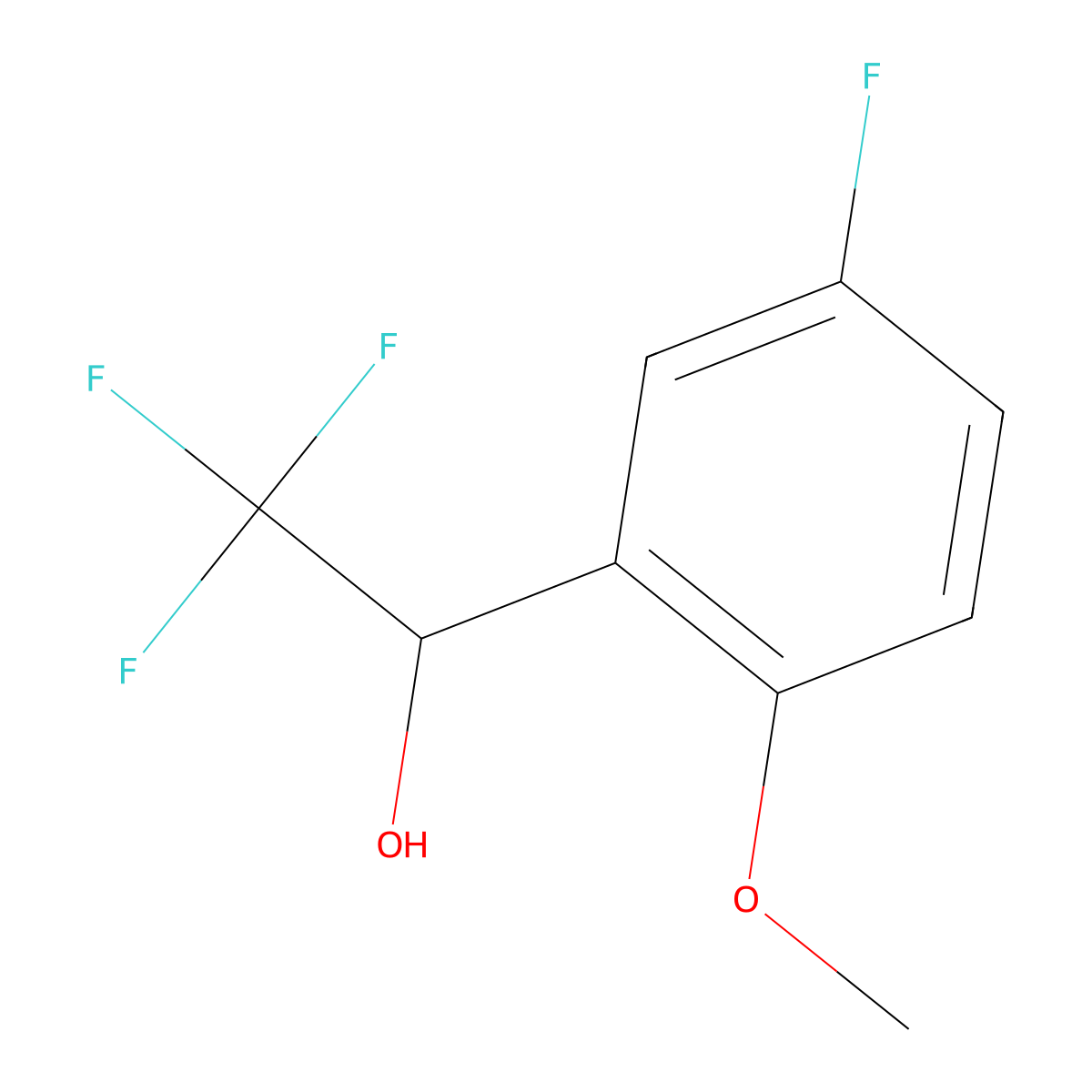 2,2,2-Trifluoro-1-(5-fluoro-2-methoxyphenyl)ethan-1-ol molecular structure, CAS 1250787-67-7