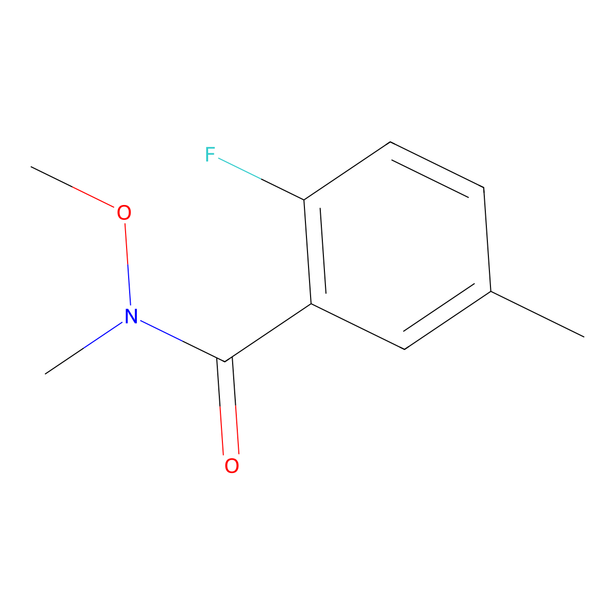 2-fluoro-N-methoxy-N,5-dimethylbenzamide molecular structure, CAS 1250788-82-9