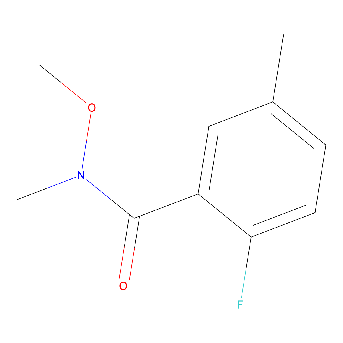 2-fluoro-N-methoxy-N,5-dimethylbenzamide molecular structure, CAS 1250788-82-9