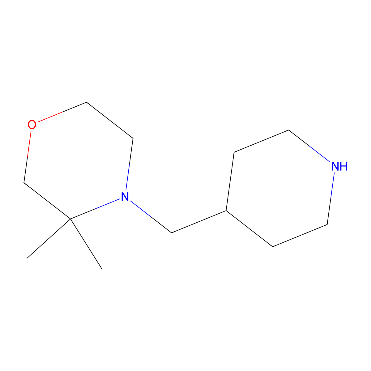 3,3-Dimethyl-4-[(piperidin-4-yl)methyl]morpholine molecular structure, CAS 1250788-89-6