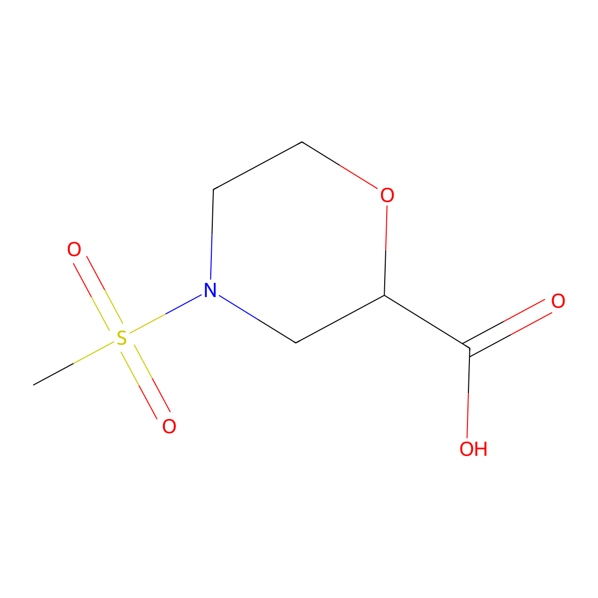 4-(Methylsulfonyl)morpholine-2-carboxylic acid molecular structure, CAS 1250791-52-6