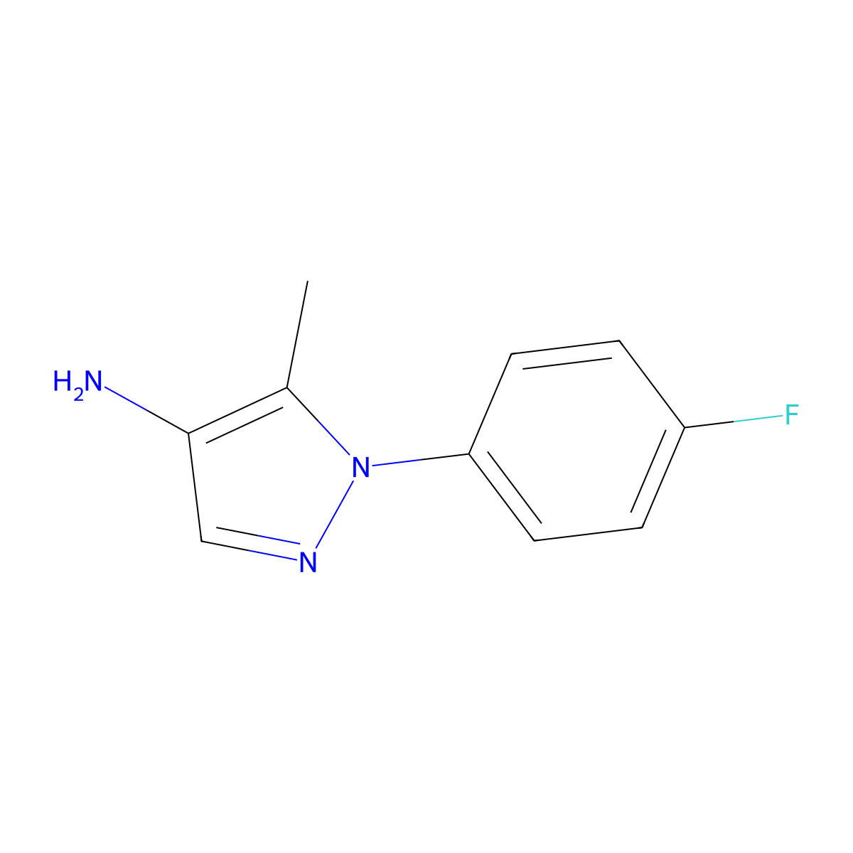 1-(4-fluorophenyl)-5-methyl-1H-pyrazol-4-amine molecular structure, CAS 1250791-76-4