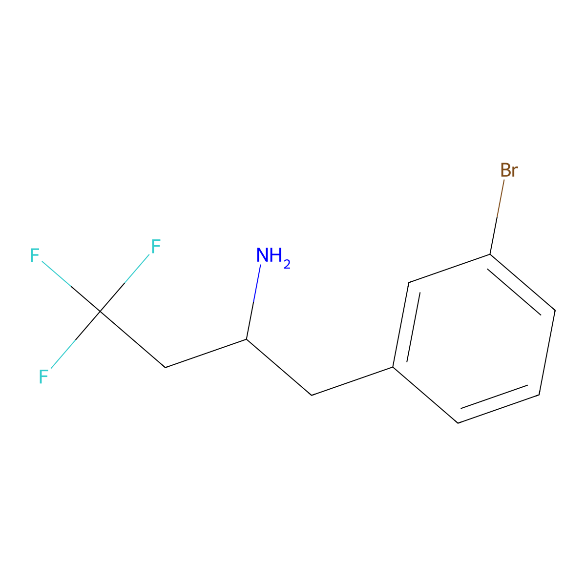 1-(3-Bromophenyl)-4,4,4-trifluorobutan-2-amine molecular structure, CAS 1250792-21-2